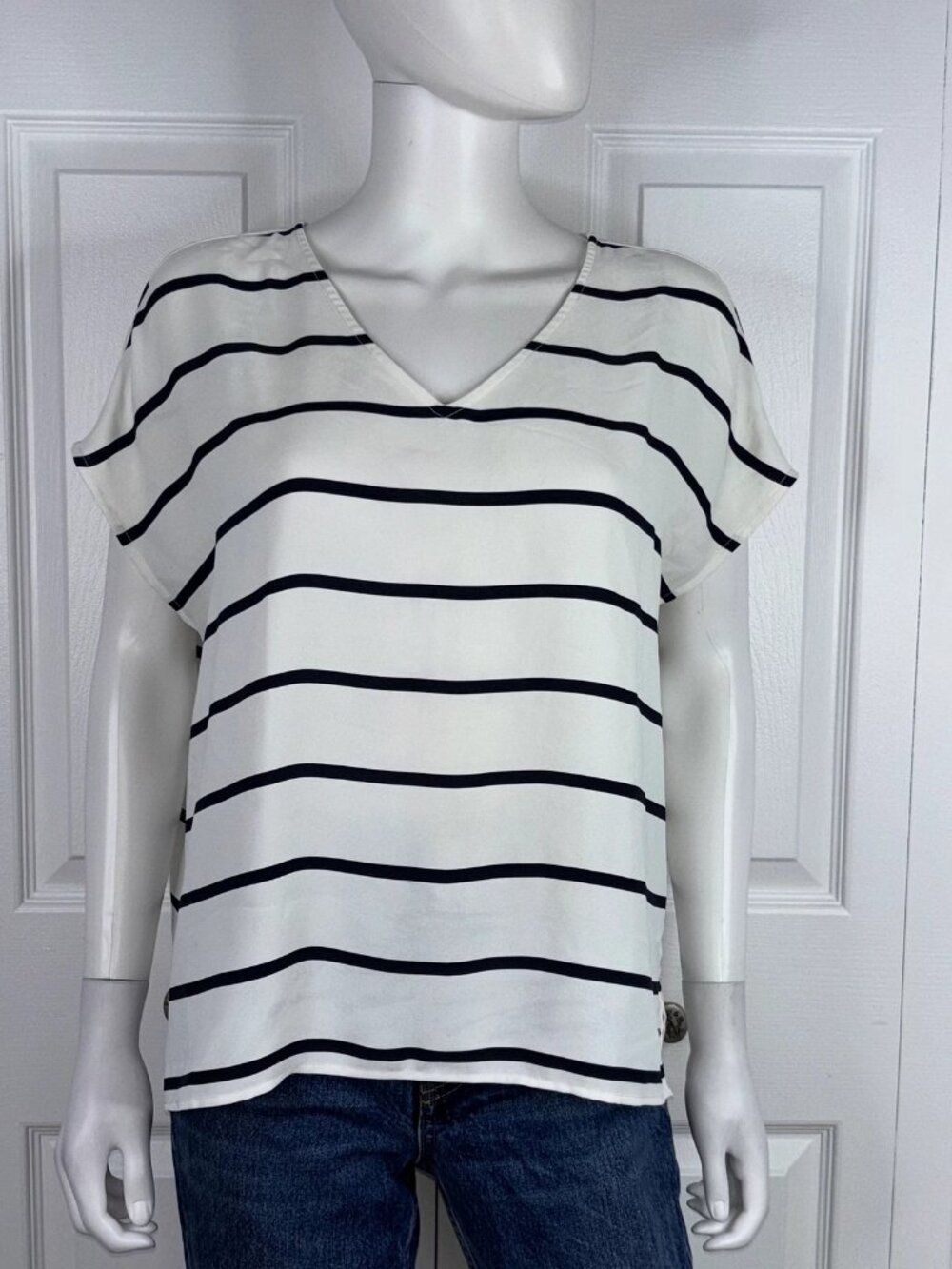 TOMMY HILFIGER women's striped short-sleeved blouse small